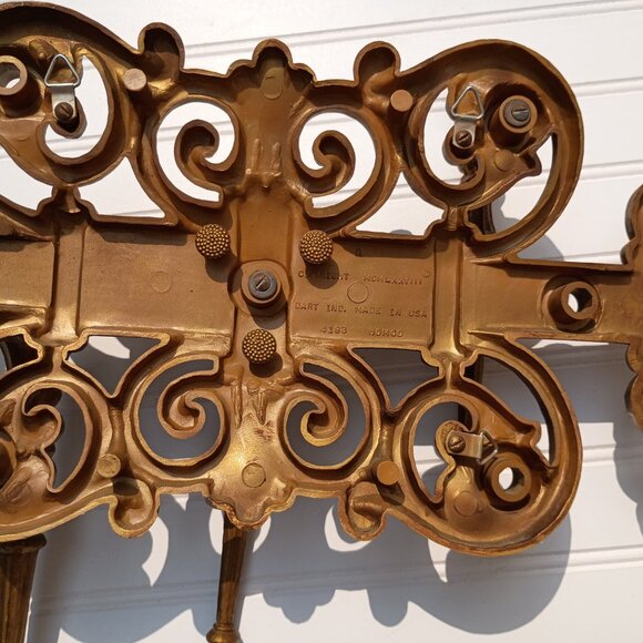 HOMCO Candelabra Gold 3 Arm Candle Holder MCM Hollywood Regency Gothic VIntage - Picture 3 of 13